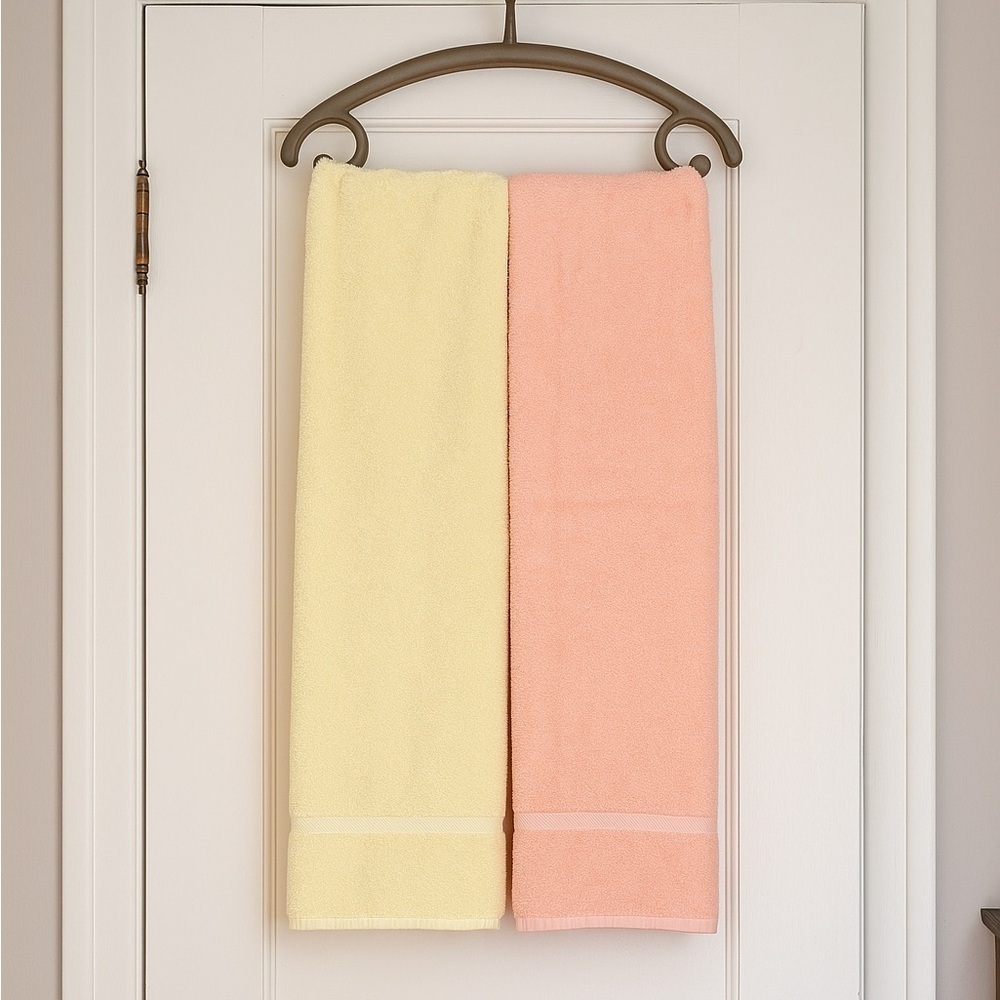 Vintage Pastel Bath Towel Set Lady Pepperell Fieldcrest Cannon peach yellow